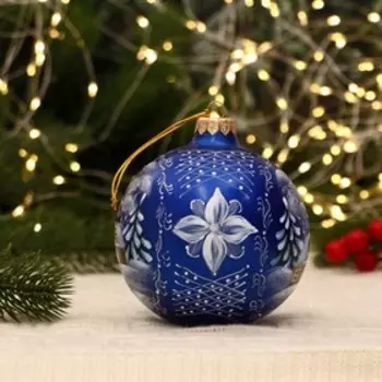 Ёлочный шар d-10 см "Домики в снегу" ручная роспись