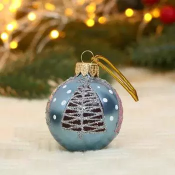 Ёлочный шар d=5 см «Ёлочки-подружки» ручная роспись, голубой