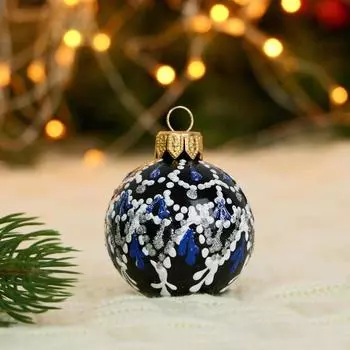 Ёлочный шар d-5 см "Новогодний шарм" ручная роспись, чёрный