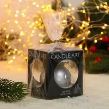 Ёлочный шар d-5 см "Полосы блеск" ручная роспись, серебро