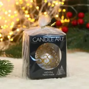 Ёлочный шар d-5 см "Завитки блеск" ручная роспись, золото