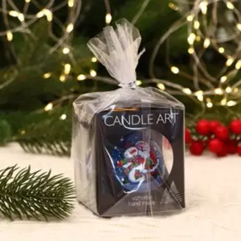 Ёлочный шар d-6 см " Снеговик у ёлки" ручная роспись, синий