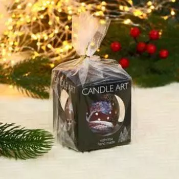 Ёлочный шар d-6 см "Зайки в лесу" ручная роспись, бордовый