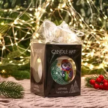 Ёлочный шар d-8 см "Птенчик на веточке" ручная роспись, белый