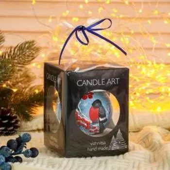 Ёлочный шар d-8 см "Снегирь на рябиновой веточке" ручная роспись