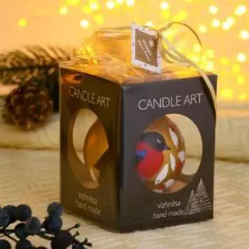 Ёлочный шар d-8 см "Снегирь" ручная роспись