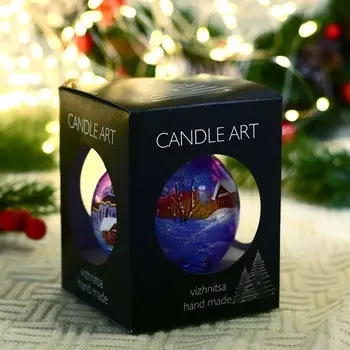 Ёлочный шар d-8 см "Снежная ночь" ручная роспись