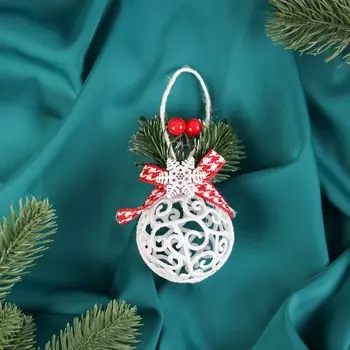 Ёлочный шар «Кружевной» новогодний, d=6 см, белый