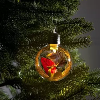 Ёлочный шар «Олень», d=8 см, 1 LED, от батареек, свечение тёплое белое