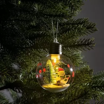 Ёлочный шар «Снеговик», d=8 см, 1 LED, от батареек, свечение тёплое белое