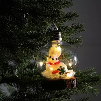Ёлочный шар «Зайка», 10х13 см, 1 LED, от батареек, свечение тёплое белое