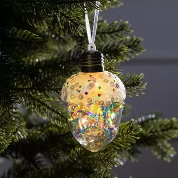 Ёлочный шар «Жёлудь», 12х7 см, 4 LED, от батареек, свечение тёплое белое