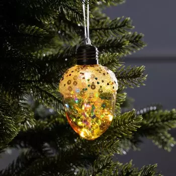 Ёлочный шар «Жёлудь жёлтый», 12х7 см, 4 LED, от батареек, свечение тёплое белое