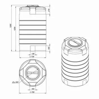 Ёмкость цилиндрическая, серия T, 500 л, чёрная