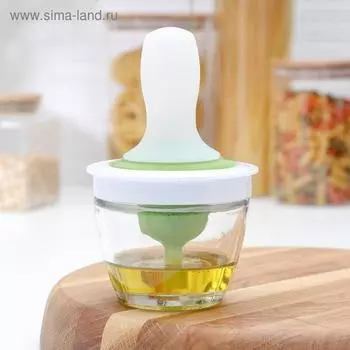 Ёмкость для масла, d=10 см, с кисточкой, стекло, белая