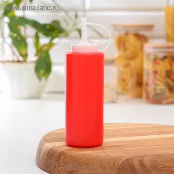 Бутылка для соуса, 400 мл, 5.719.2 см, пластик, красная