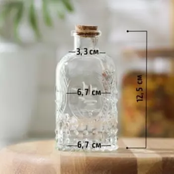 Банка для сыпучих Доляна «Парфе. Династия», 250 мл, 6.513 см, с пробковой крышкой, стекло, прозрачная