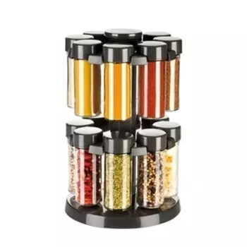 Ёмкости для специй на подставке Tescoma Season, антрацитовые, 16 предметов