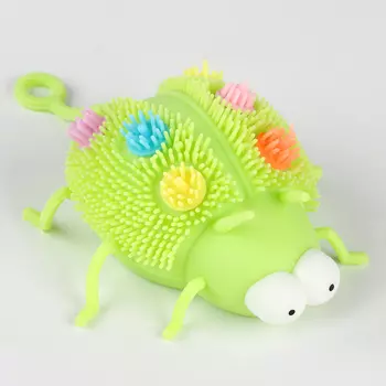 Мяч детский резиновый ёжка световой «Божья коровка», цвета МИКС , в шоубоксе