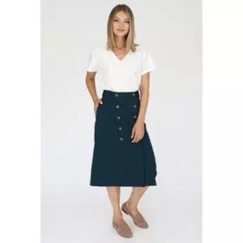 Юбка из костюмной ткани с пуговицами по переду, размер 48