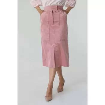 Юбка из вельвета с накладными карманами, размер 42