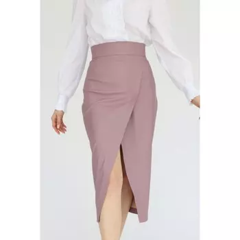 Юбка кожаная с запахом, размер 48