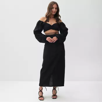 Юбка миди женская MIST: Summer time, чёрная, размер XS