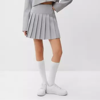 Юбка в складку мини женская MIST Base, размер 42, серая