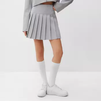 Юбка в складку мини женская MIST Base, размер 44, серая