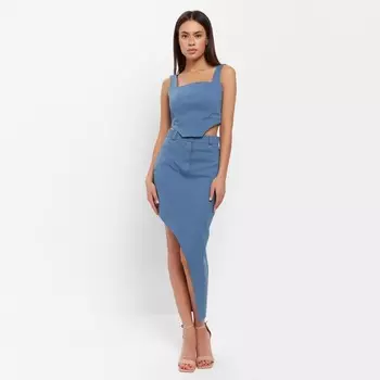 Юбка асимметричная миди женская MIST: Denim размер 48, синяя