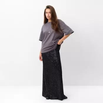 Юбка из пайеток макси женская MIST, размер 48, чёрная