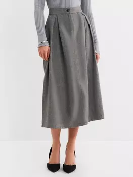 Юбка миди женская MINAKU: Modern classic, тёмно-серая, размер 46