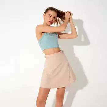 Юбка мини женская MINAKU: Casual Collection, бежевая, размер 48