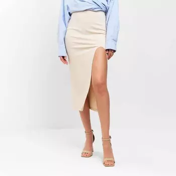 Юбка с вырезом миди женская MIST, размер 46, бежевая