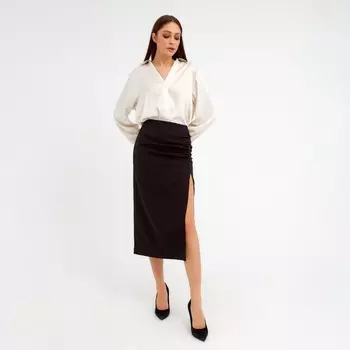 Юбка со сборкой миди женская MIST: Classic Collection, размер 46, чёрная