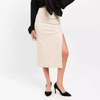 Юбка со сборкой миди женская MIST: Classic Collection, размер 48, бежевая