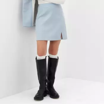 Юбка с разрезом мини женская MIST, размер 42, голубая, белая