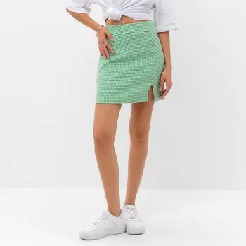 Юбка с разрезом мини женская MIST: Classic Collection, размер 44, зелёная, белая