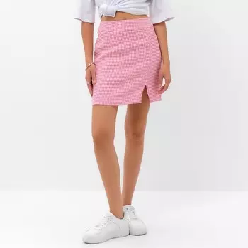 Юбка с разрезом мини женская MIST: Classic Collection, размер 46, розовая, белая