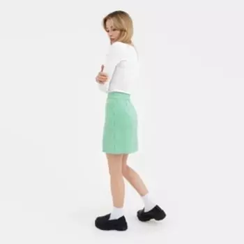 Юбка с разрезом мини женская MIST: Classic Collection, размер 46, зелёная, белая