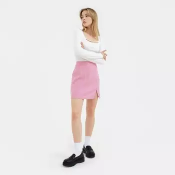 Юбка с разрезом мини женская MIST: Classic Collection, размер 48, розовая, белая