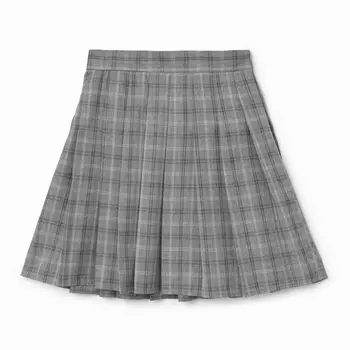 Юбка в складку мини женская MINAKU: Casual Collection, клетка серая, размер 44