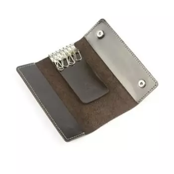 Ключница на кнопке, длина 15 см, цвет коричневый