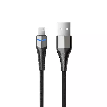 Кабель Accesstyle AL24-F100LED, Lightning - USB, 2.4 А, LED, быстрая зарядка, 1 м, черный