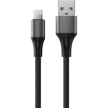 Кабель Accesstyle AL24-F100M, Lightning - USB, 2.4 А, ткань, быстрая зарядка, 1 м, черный