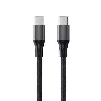 Кабель Accesstyle CC30-F100M, Type-C - Type-C, 3А, 1м, нейлоновая оплетка, быстрая зарядка, черный