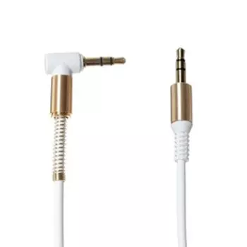 Кабель аудио LuazON, AUX, Jack 3.5 (m)-Jack 3.5 (m), угловой разъём 1 м, белый