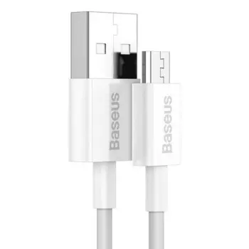 Кабель Baseus, MicroUSB - USB, 2 А, TPE оплётка, 1 м, белый