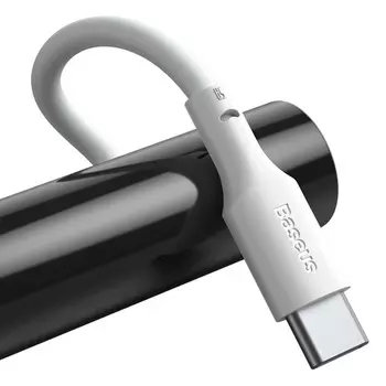 Кабель Baseus, Type-C - USB, 5 А, ПВХ оплётка, 1.5 м, белый