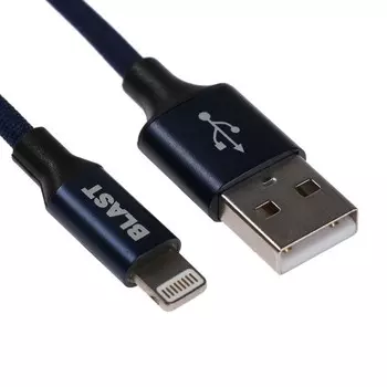 Кабель Blast BMC-214, Lightning- USB, 1.2 м, зарядка + передача данных, металл, синий